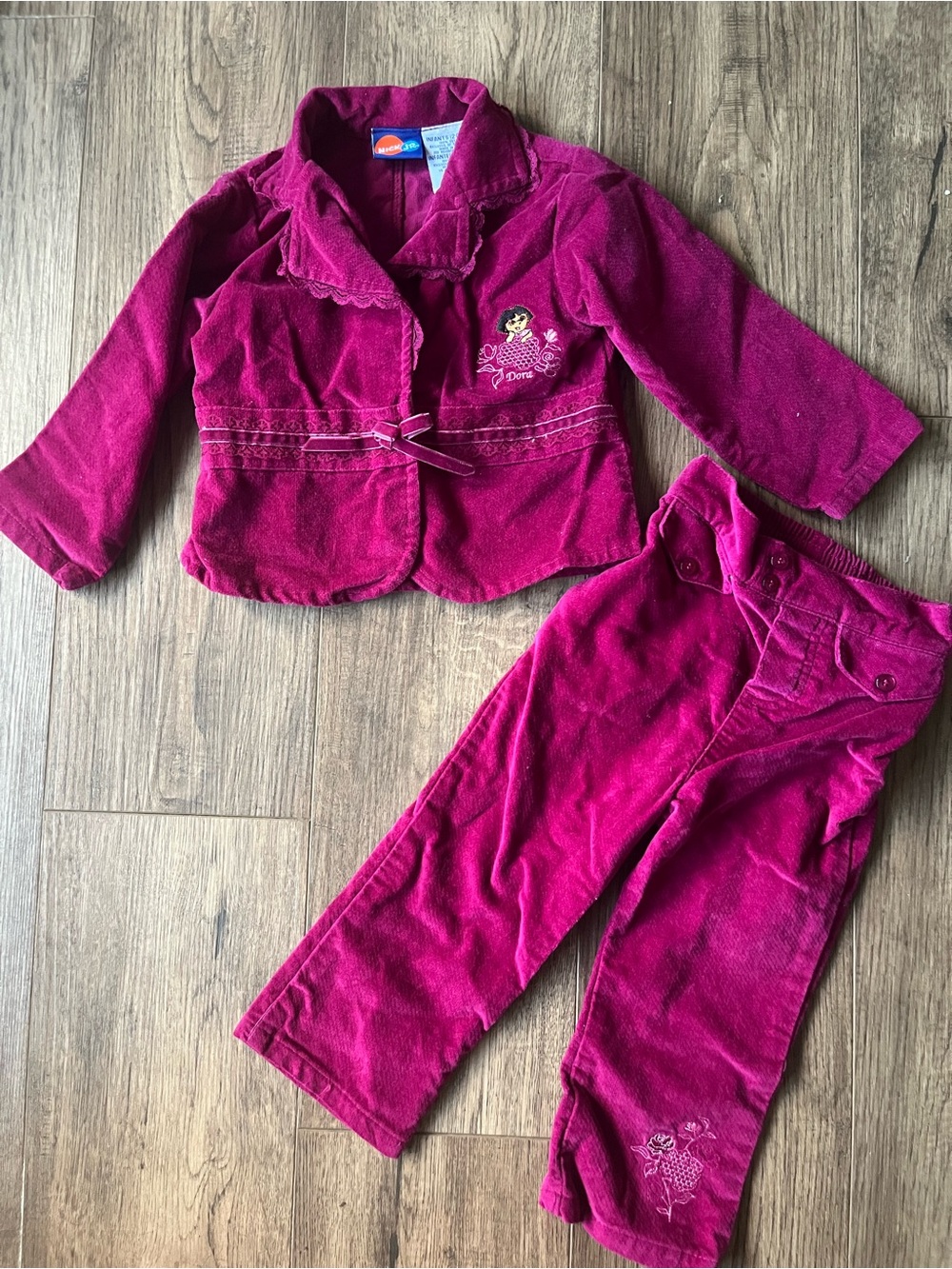 Vintage Girls Magenta Corduroy Dora Jacket & Pants Set